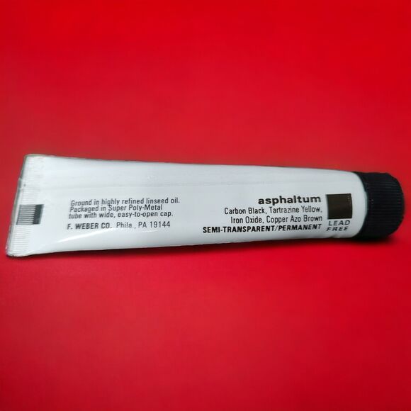 VTG Unused Weber Permalba Oil Paint Silver Asphaltum Raw Umber Black Terra Verte - Picture 10 of 14